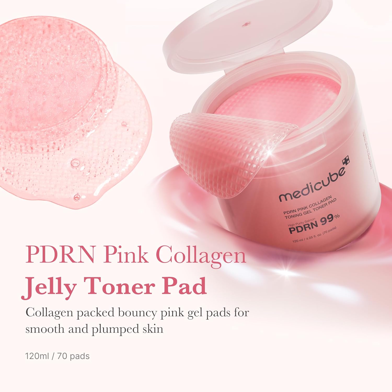 PDRN Pink Collagen Toning Gel Toner Pad (70pcs)